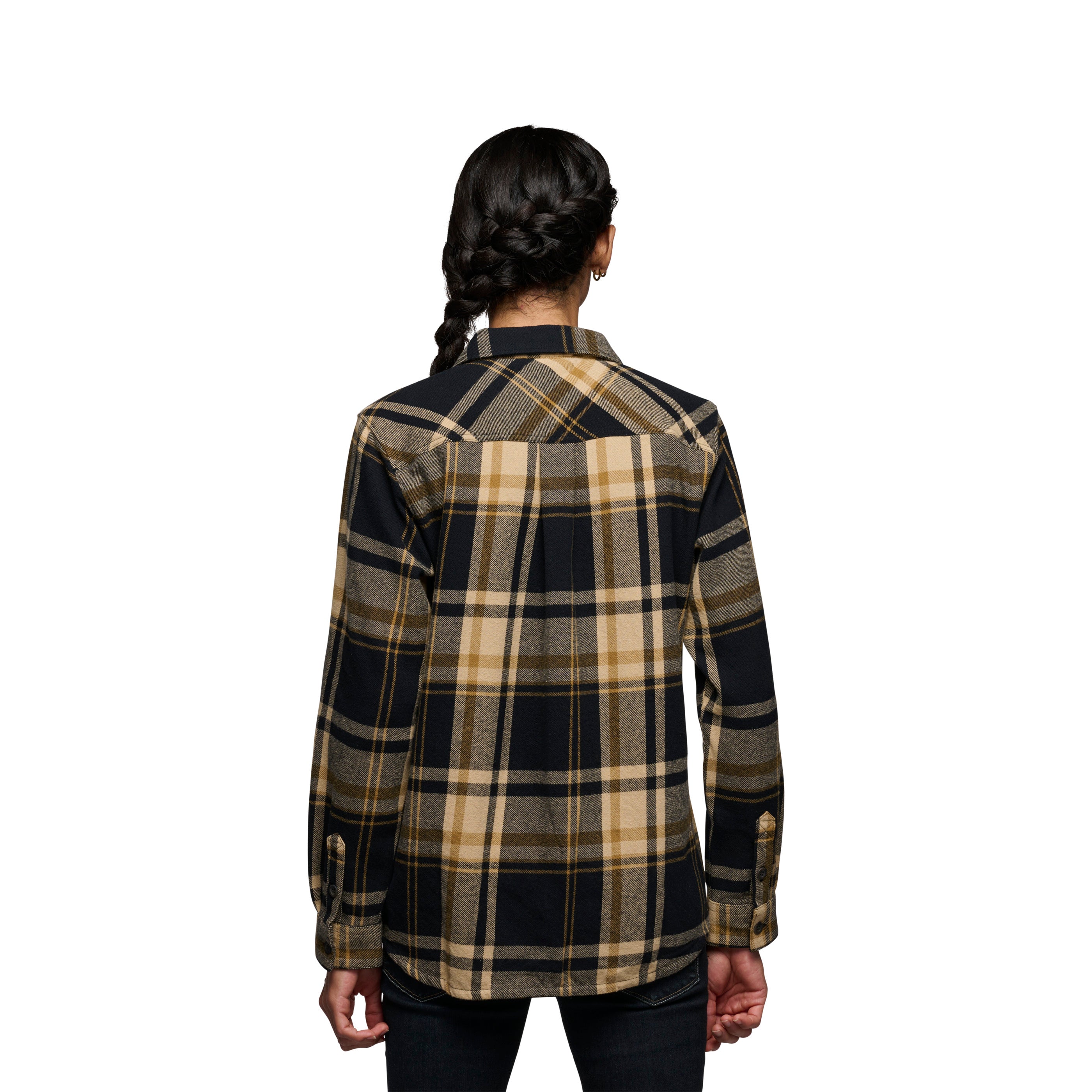 Khaki-Black Plaid ~ Model is 5' 8" | Chest 34" | Waist 27" | Size Small/6