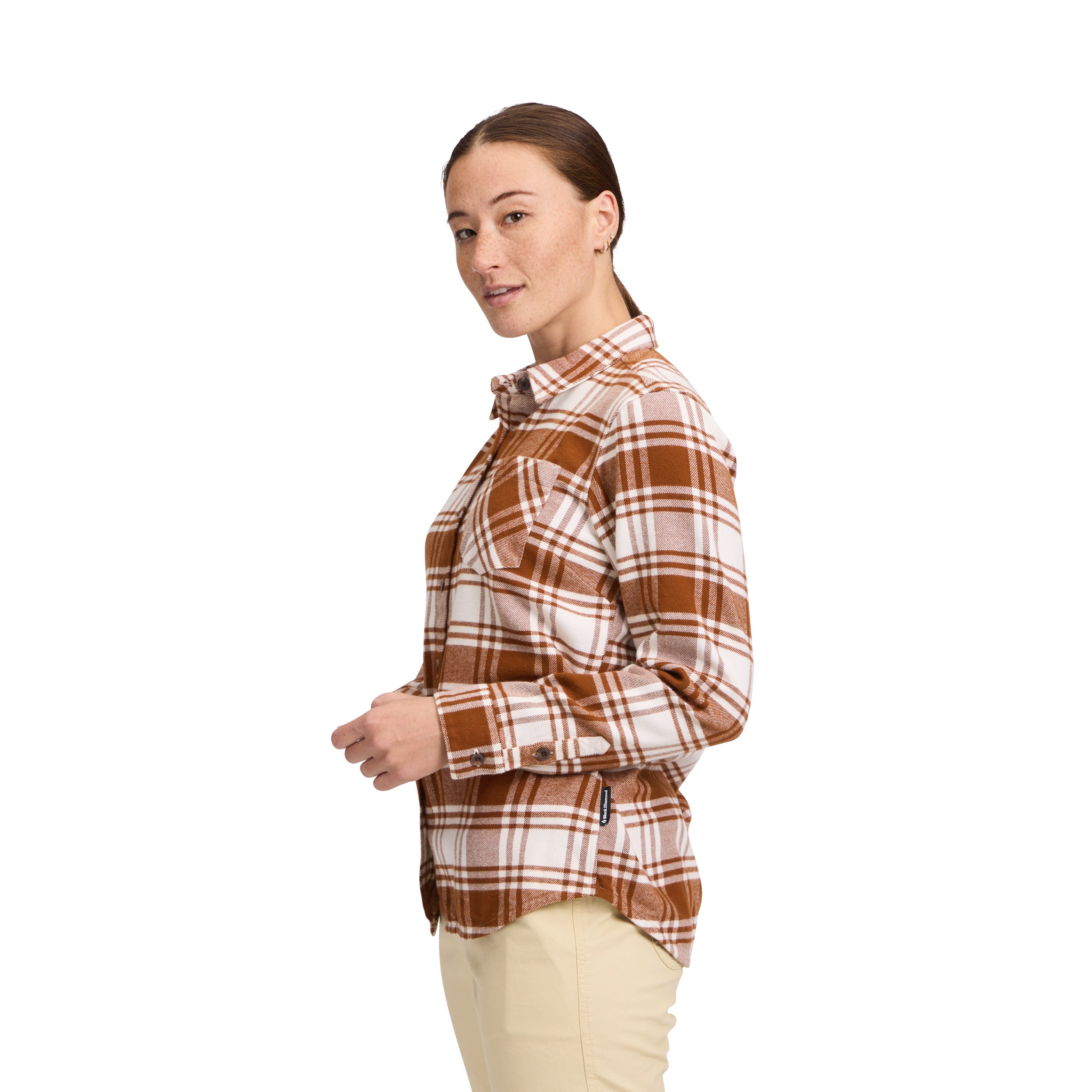 Clay-Off White Plaid ~ Model is 5' 7" | Chest 36" | Waist 27" | Size Small/6