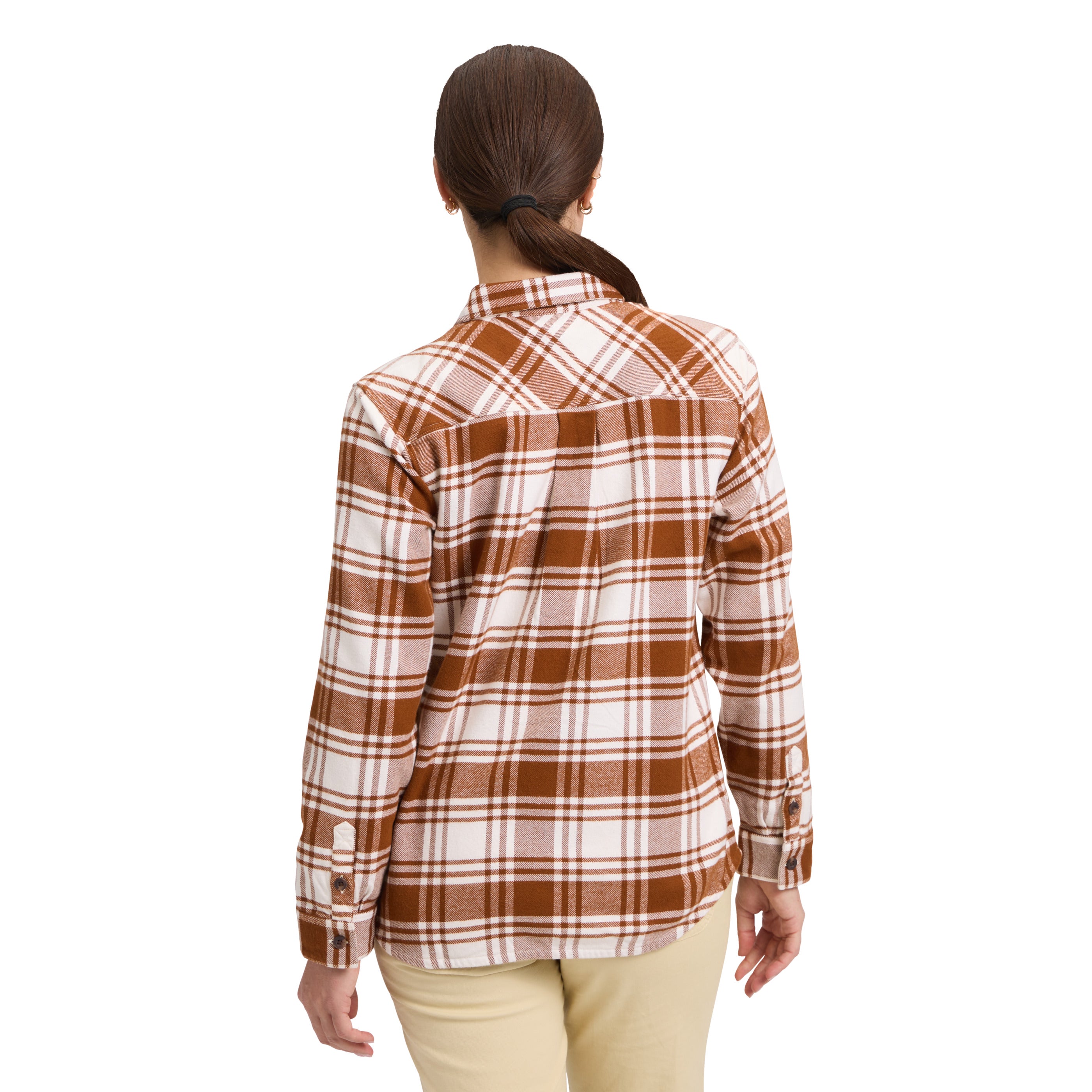 Clay-Off White Plaid ~ Model is 5' 7" | Chest 36" | Waist 27" | Size Small/6