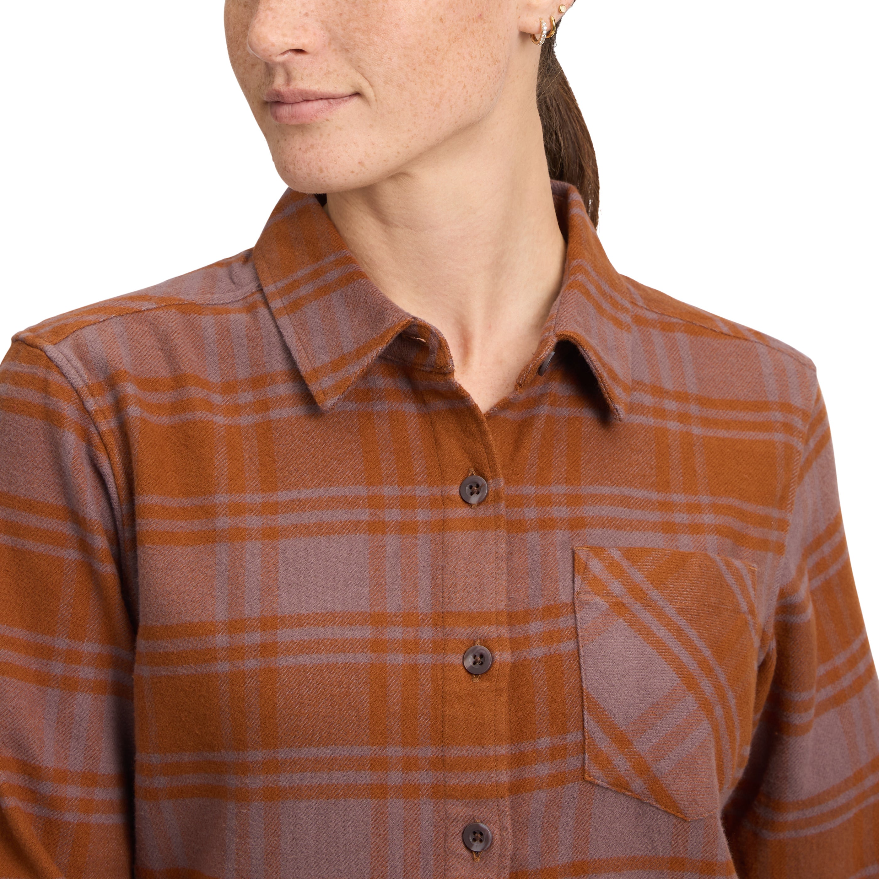 Dark Mauve-Clay ~ Model is 5' 7" | Chest 36" | Waist 27" | Size Small/6