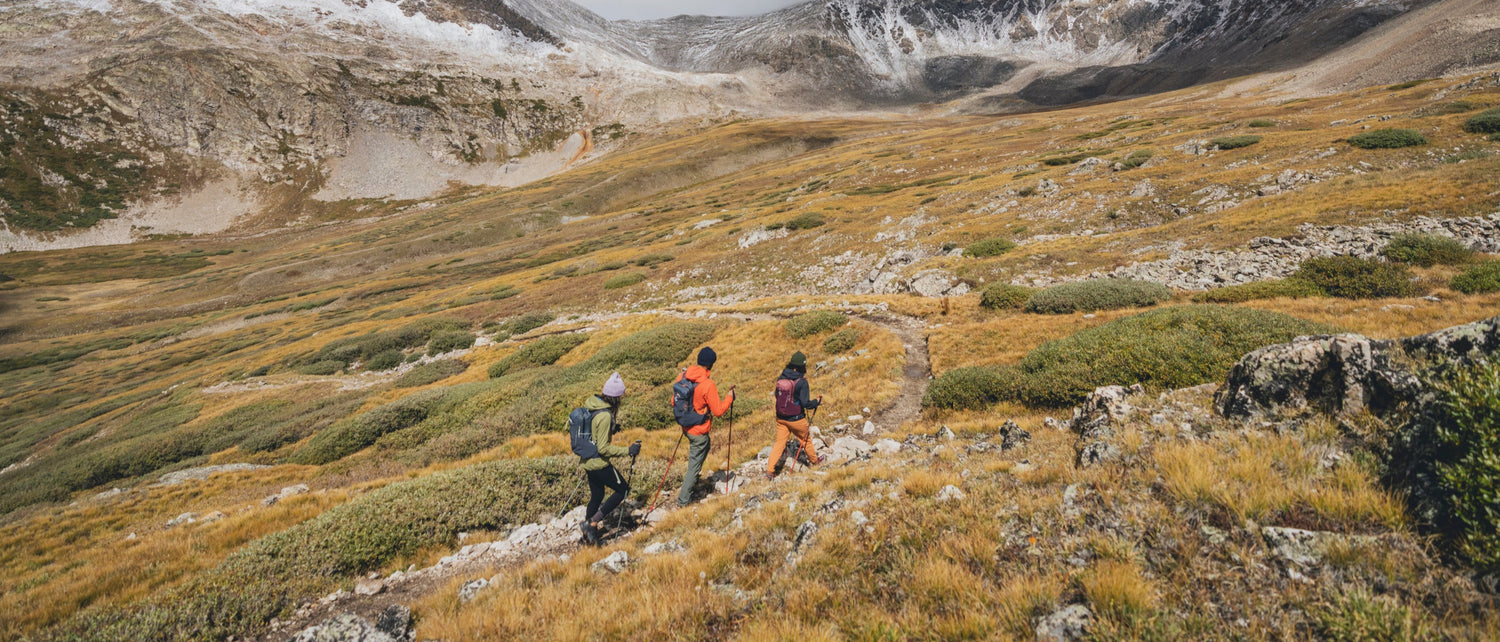 Three hikers with Pursuit Poles in the Colorado Rockies. 